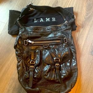L.A.M.B. Black leather hobo bag